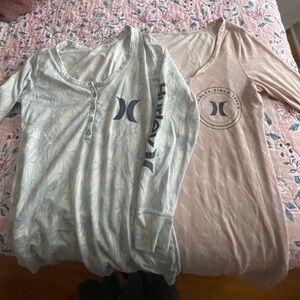 Hurley Blue and Pink Long Sleeve Henley sleep shirts